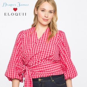 Draper James Dolly Check Wrap Top